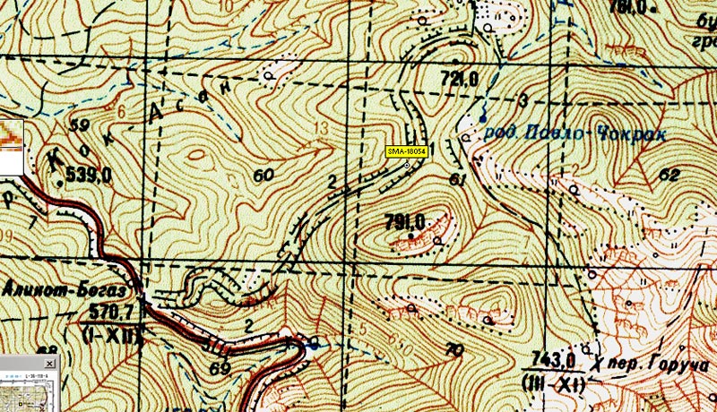 Карта участка перевал Кок-Асан - родник Павло-Чокрак