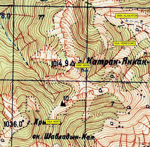 Карта окрестностей перевала Каллистон-Богаз