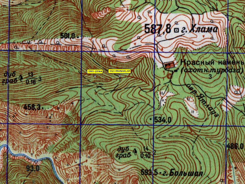 Фрагмен карты правого склона каньона реки Черной