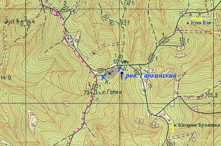 Карта окрестностей горы Гапка