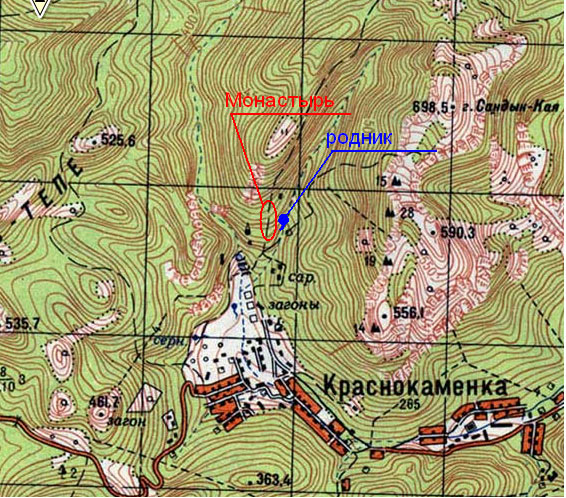 Карта района Кизилташского монастыря
