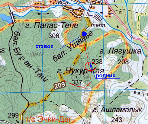 Карта района прилегающего к Щебетовке с юга