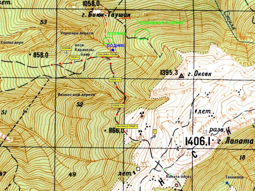 Карта района Биюк-Таушана