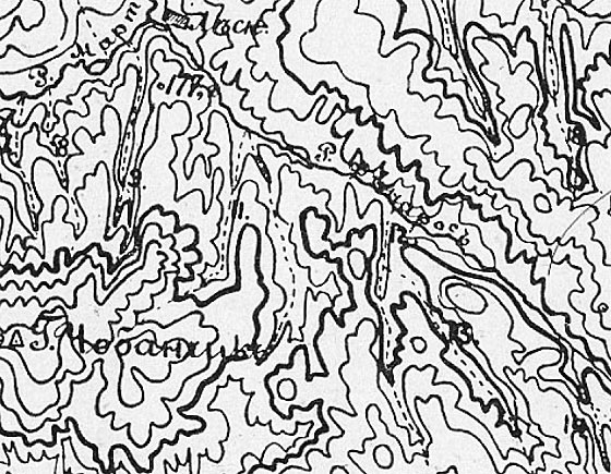 Фрагмент схемы из «Обзора речных долин горной части Крыма» Рухлова