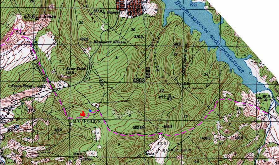 Схема маршрута Бакла - ур. Фундук - долина р.Альма